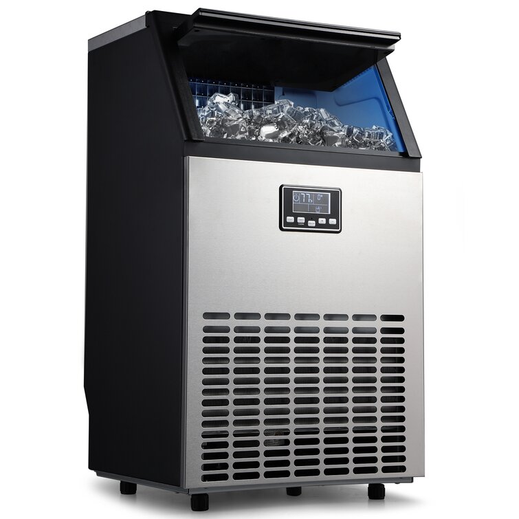Northair Commercial Ice Maker, Built-in Stainless Steel Ice Machine, 100lbs/24h, Free-Standing Design for Party Gathering, Restaurant, Bar, Coffee