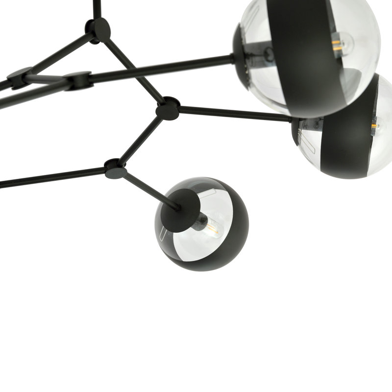 6-Light Sputnik Chandelier, Transparent/Black