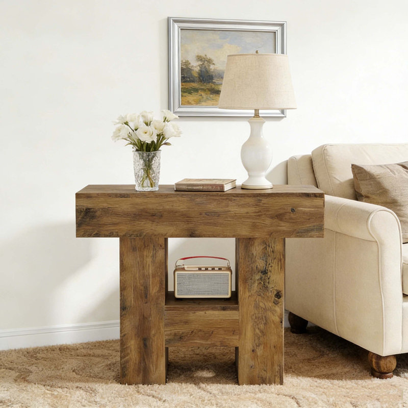 Table d'appoint avec tablette à 2 niveaux Farmhouse