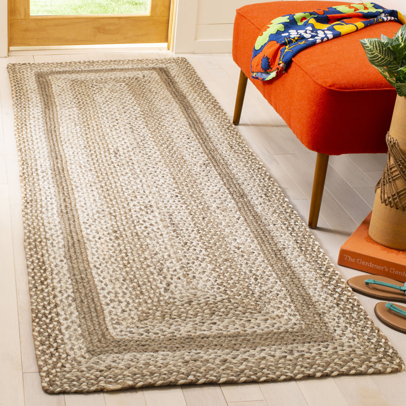 Tapis de couleur unie en fibres de naturelles de jute et de coton tissées à la main avec envers en latex Vincent
