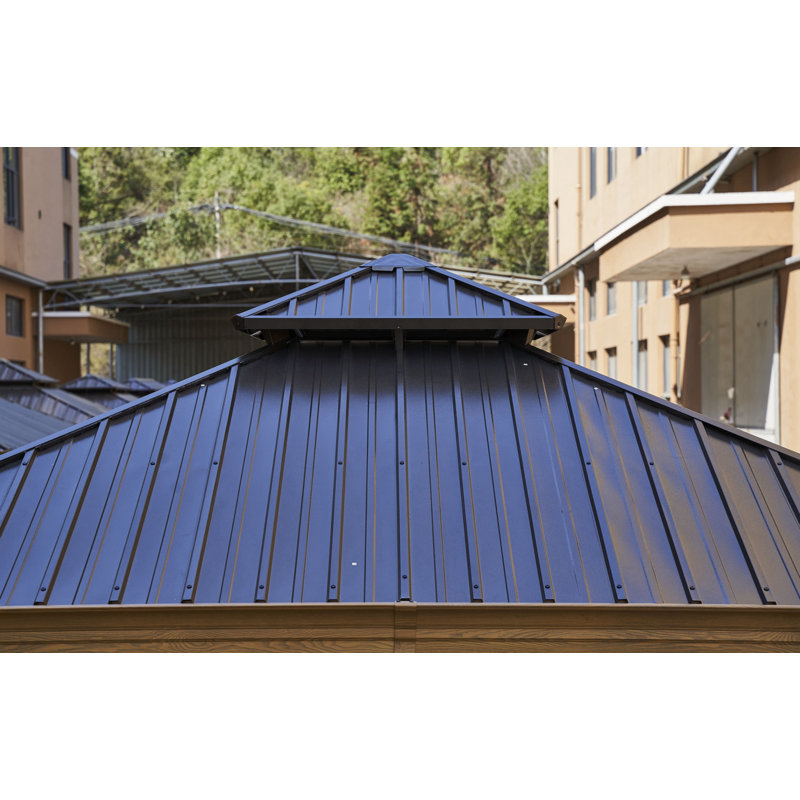 Outdoor Permanent Hardtop Gazebo Canopy, Brown, Brown, 121.2" H x 192" W x 144" D