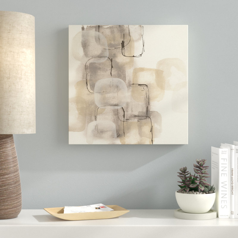 « neutral stacking ii », reproduction de peinture à l’acrylique sur toile tendue, H 14 po x l 14 po x P 2 po
