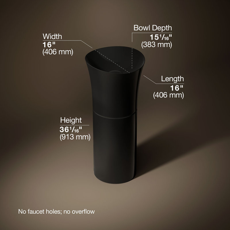Veil® Pedestal Bathroom Sink, Black Black™