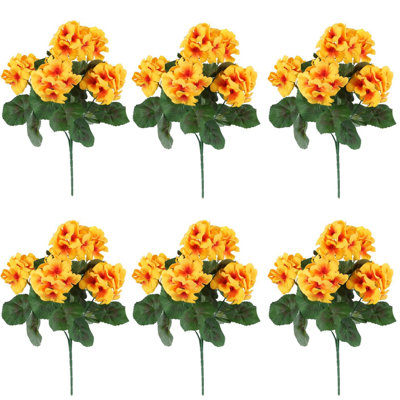 6 pièces de géraniums artificiels en soie géraniums pour l'extérieur résistant aux rayons UV rose rouge géranium artificiel buisson artificiel plante pour jardinière décoration de la maison vase de table centre de table