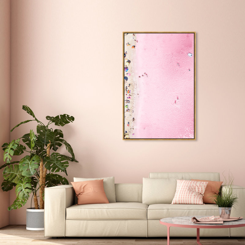 Nautique et plage rose côtière - impression, Toile encadrée d'or, H 54 po x l 36 po