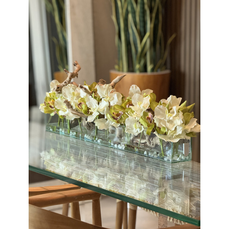 Mixed Floral Arrangement in Vase, 8" H x 48" W x 6" D
