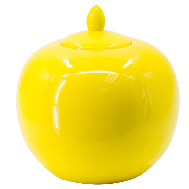 Asadbek Ceramic Decorative Urns & Jars, Yellow, 10.2" H x 10.4" W x 10.4" D