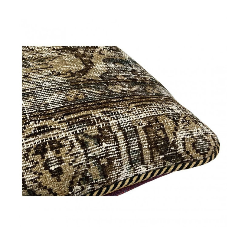 Wool Square Pillow Cover & Insert, Beige Geometic
