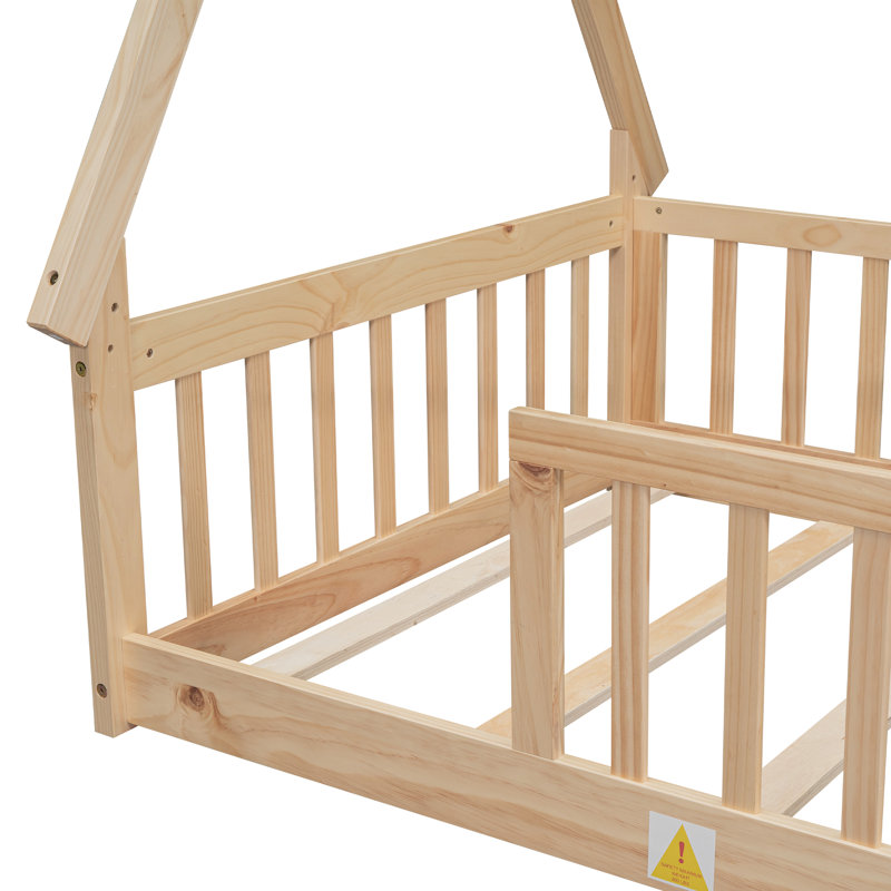 Rusnak Twin Tent Bed Kid Floor Bed Standard Platform Bed, Natural