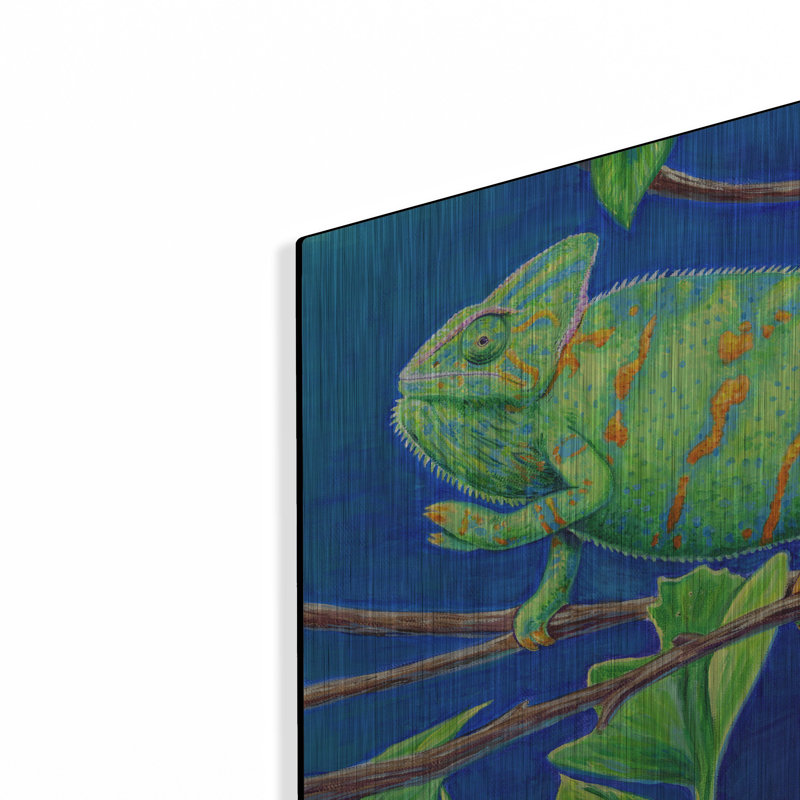 «Veiled Chameleon» par Rebecca Wang, art mural en métal, H 12 po x l 16 po