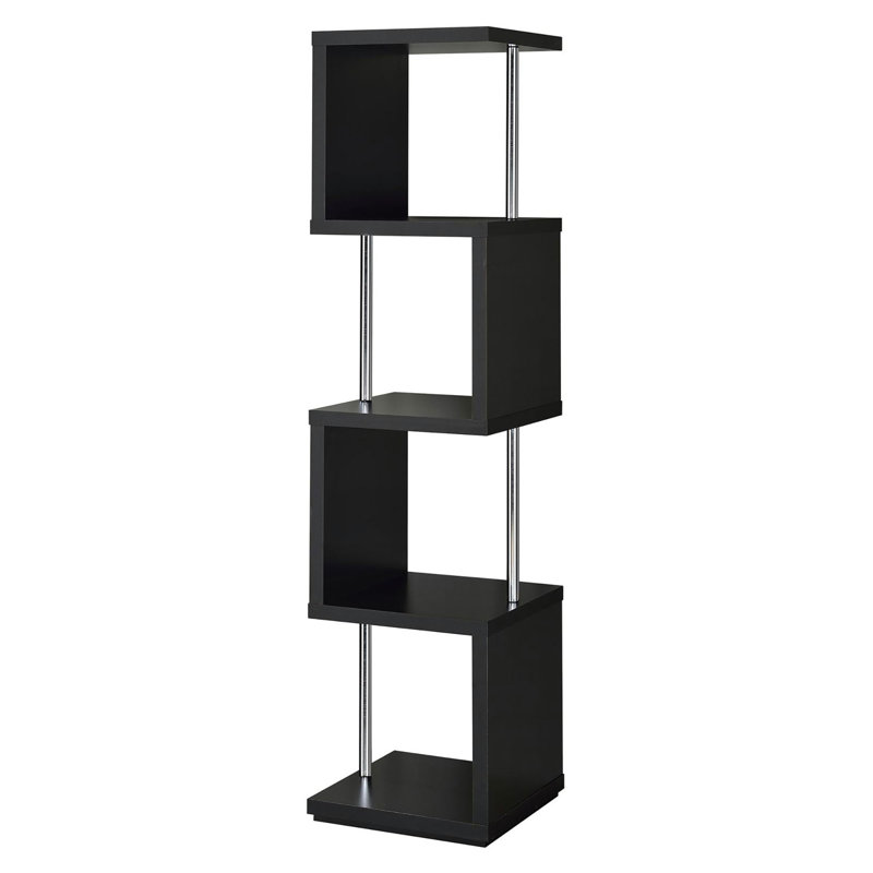 Bibliothèque noire et chrome à 4 niveaux, Noir