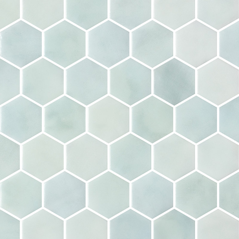 Spectrum Silk Hexagon 2 Inch Recycled Glass Mosaic Wall and Floor Tile, Apollo