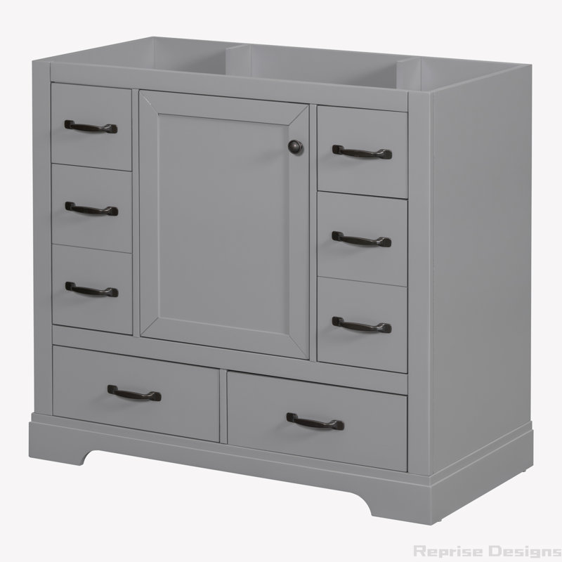 35.5'' Single Bathroom Vanity Base Only, Grey, Black