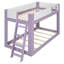 Lit superposé bas simple, en bois, convertible, avec échelle réversible et barrières de sécurité, violet et blanc.-692551267-692551268
