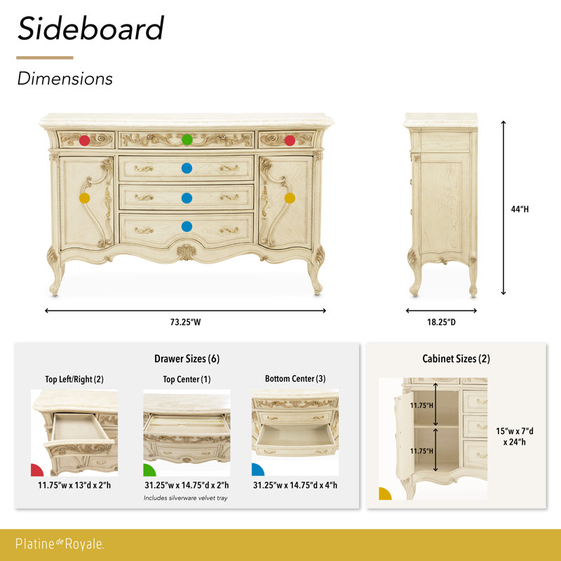 Platine De Royale 73'' W Solid Wood Sideboard