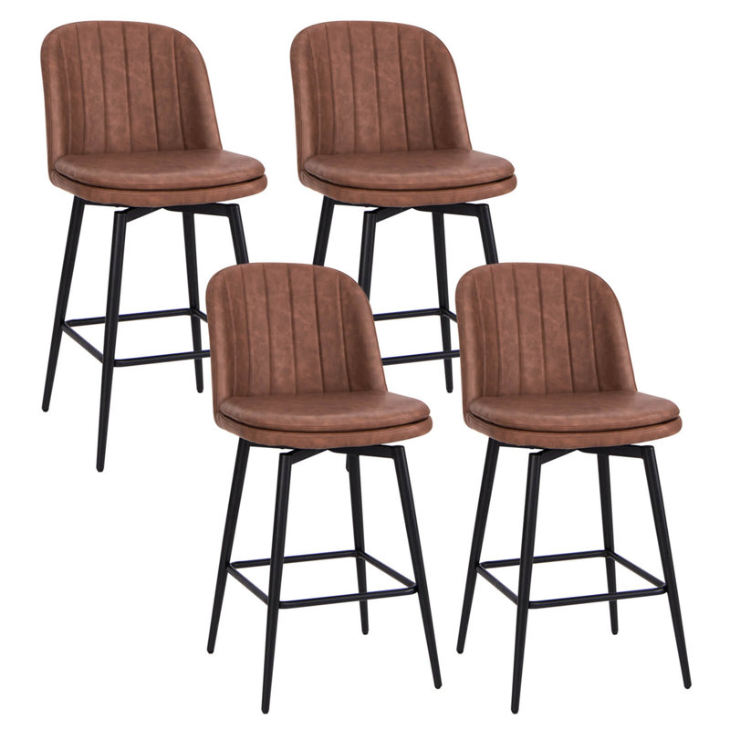Ensemble de 4 tabourets de bar rotatifs 27 po avec siège rembourré et repose-pieds George Oliver, 4