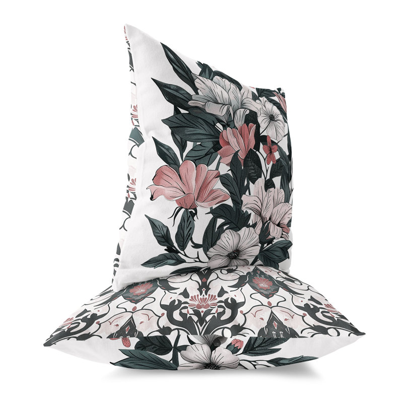 Coussin Divine, H 18 po x l 18 po, Vert/rose