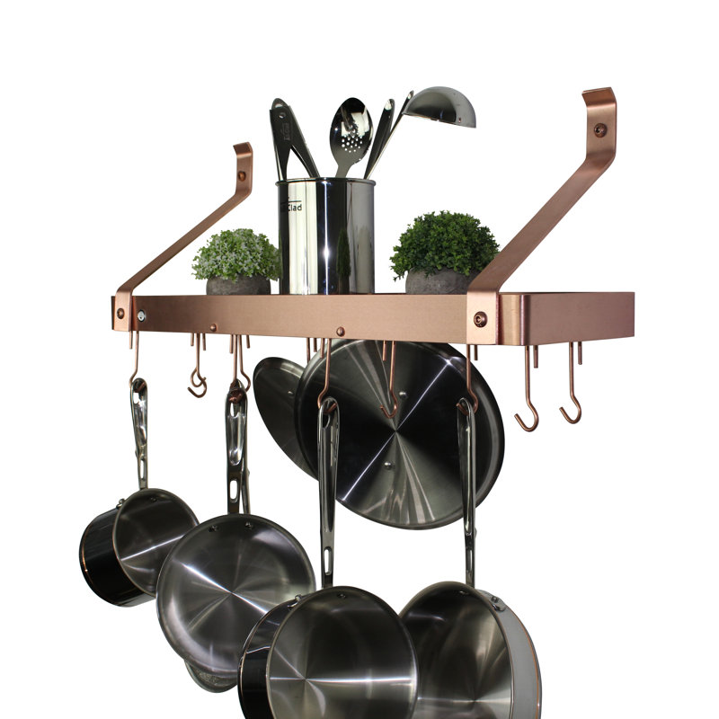 Handcrafted Gourmet Deep Stainless Steel Wall Mounted Pot Rack, 36"