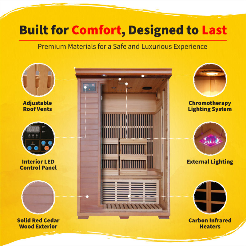 Heatwave 2-Person Cedar Infrared Sauna with 6 Carbon Heaters