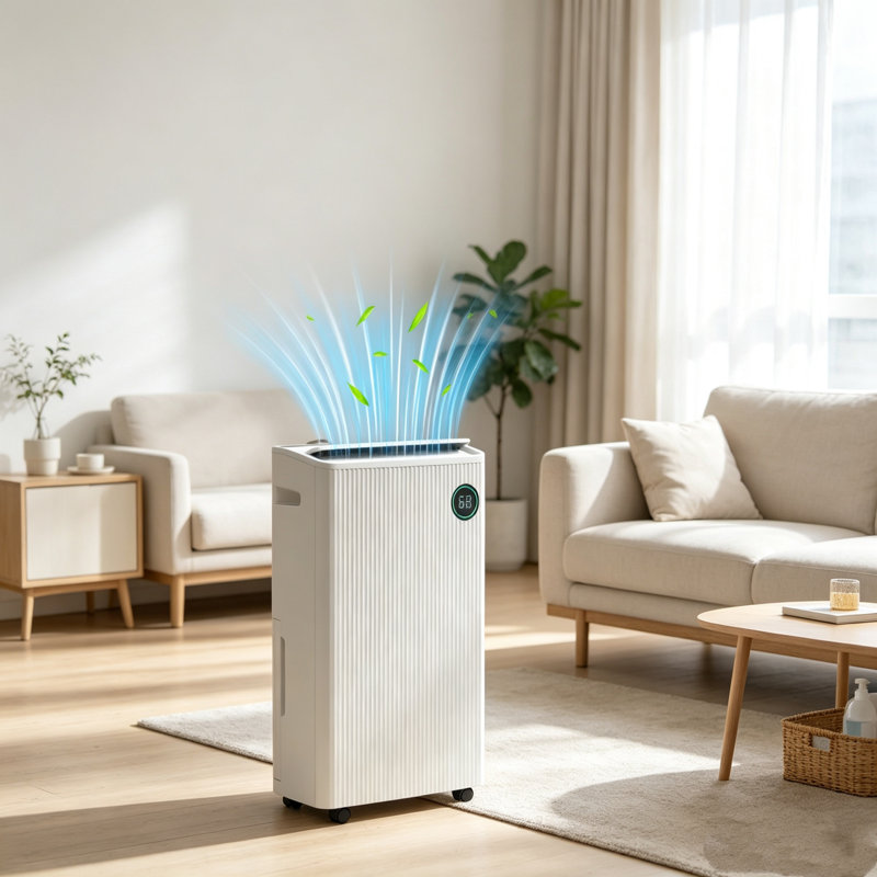 5500mL Portable Plastic Dehumidifier, 16L/Day UVC Ionizer Air Purifier with 24H Timer 5 Modes Quiet Operation for Home Laundry Room