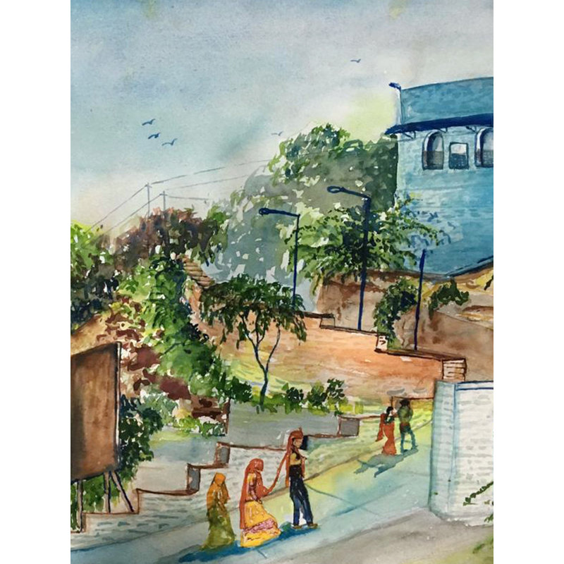 Temple Jwalamukhi Devi Mehrangarh | Peinture à l'aquarelle | Par Amit Suthar