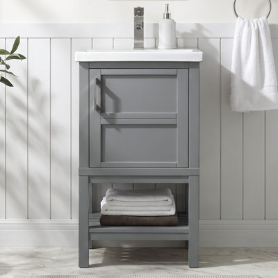 Ensemble de meuble-lavabo simple autoportant 20 po avec plateau en céramique Darion