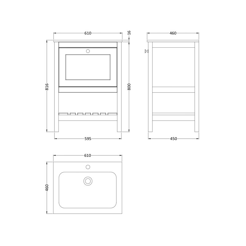 Bexley Bathroom Vanity, Fern Green, 61cm W