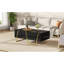 Table basse moderne et ultrabrillante rectangulaire pour le salon avec rangement et base dorée, 4 tiroirs, noir, 47,2 po