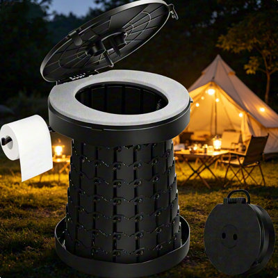 Upgraded Retractable Portable Toilet With Soft PU Cushion, 7-Step Quick Lock Travel Potty For Adults Kids, Car Road Trip Outdoor Emergency Commode With Carry Bag