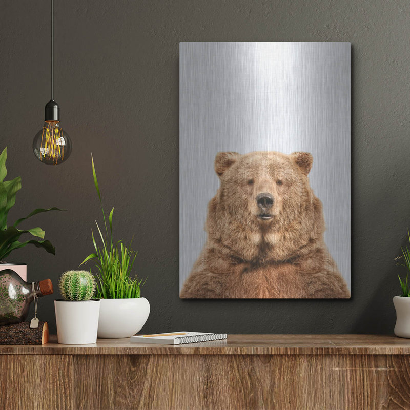 «Bear» par Taï Prints, art mural en métal »par Taï Prints, H 16 po x l 12 po