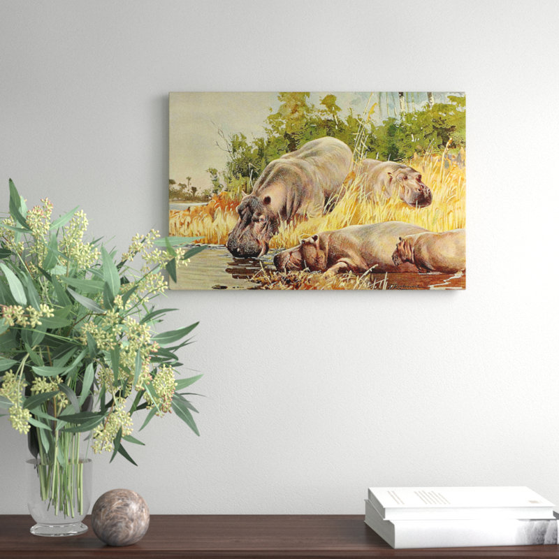 Wilhelm Kuhnert - Wrapped Canvas Painting, 35cm H x 50cm W