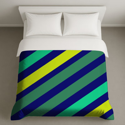 Housses de couette à rayures bleues et vertes