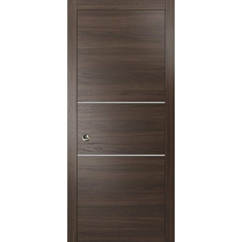 Portes françaises à panneaux, Frêne chocolat, 42 po x 96 po