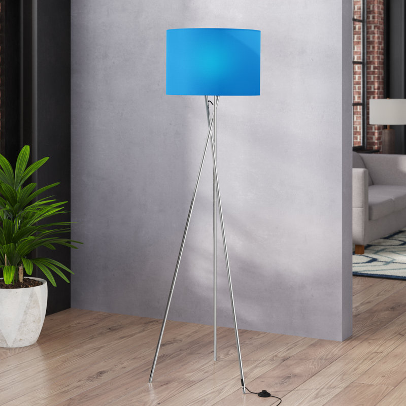 Amice 63'' Tripod Floor Lamp with Outlet, Blue