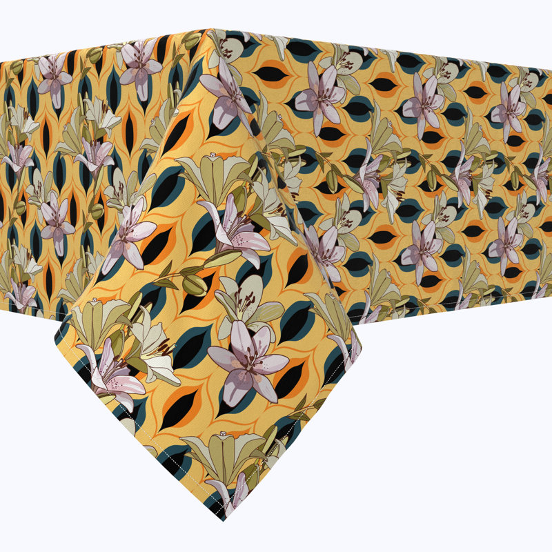 Rectangular Tablecloth, 100% Cotton, Floral 97, 120" x 52"