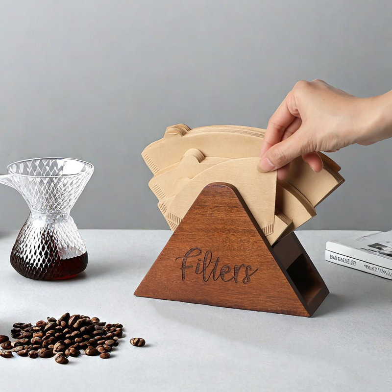 Porte-filtre à café en bois d'acacia