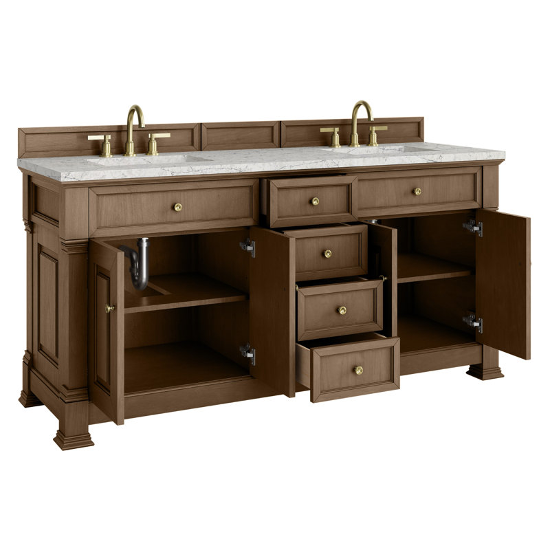 Brookfield 72'' W Double Vanity, Eternal Jasmine Pearl, Pecan