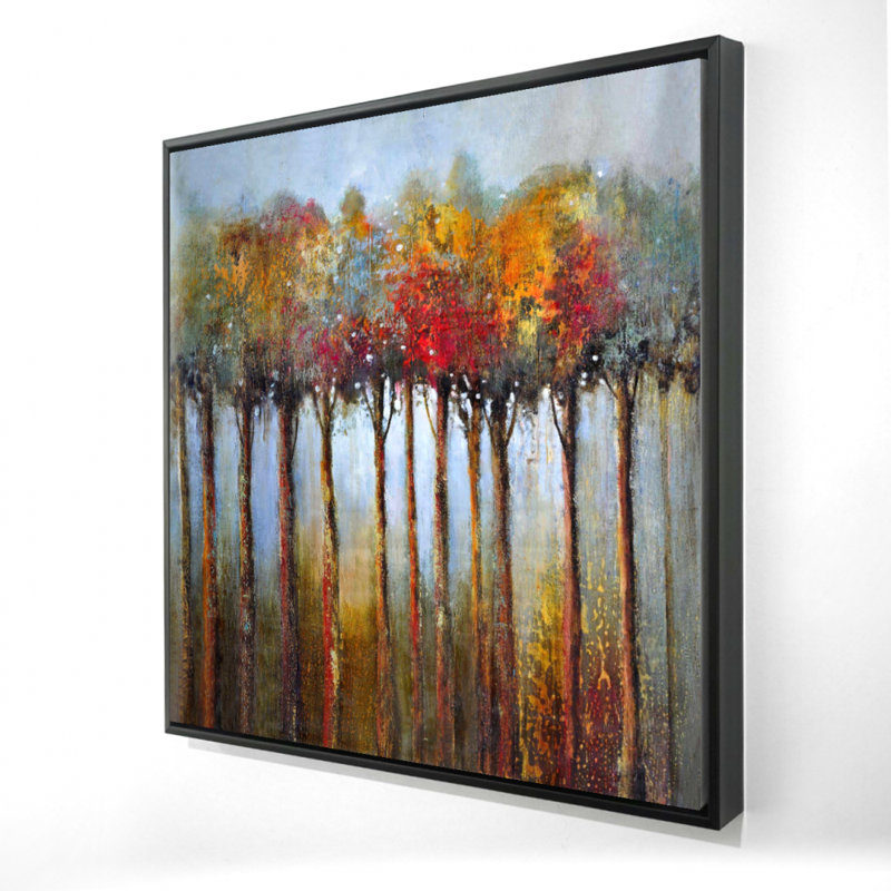 Feuilles colorées - décor de toile contemporaine encadrée, 37.25" H x 37.25" W