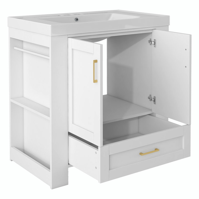 Meuble-lavabo simple 30 po avec plateau Anyae, Blanc