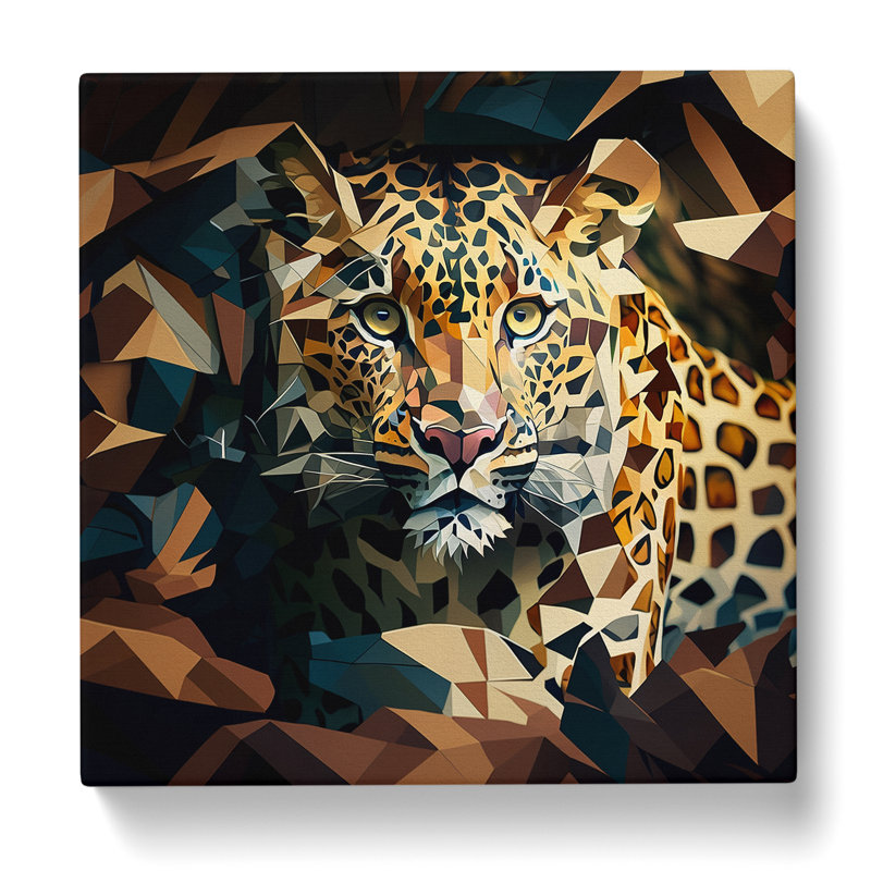 Leopard Cubism - Wrapped Canvas, 50cm H x 50cm W x 3cm D