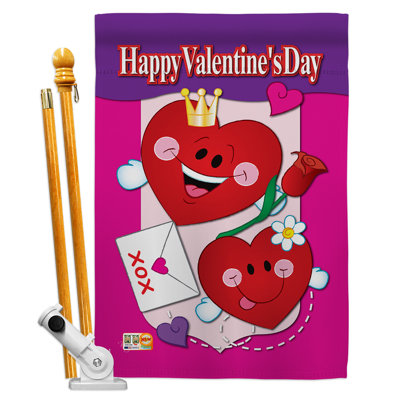 En polyester 40 x 28 po. joyeuse st-valentin ensemble de drapeau