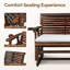 Banc de patio en bois massif carbonisé avec coussin et porte-gobelets-132282792
