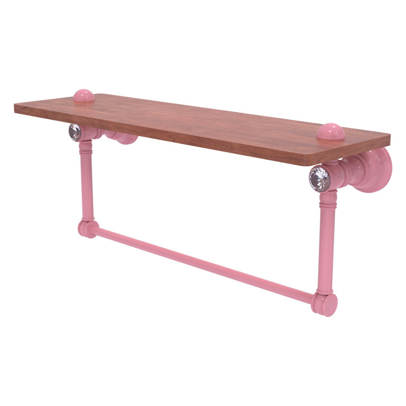Tablette flottante en cristal Carolina avec barre à serviettes, H 7 po x l 16 po x P 5,54 po, Rose