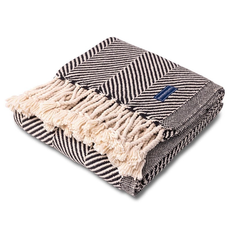 Jeté en coton Coastal Monhegan, Chevron noir
