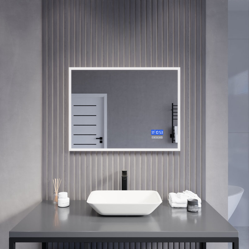 Rectangular Frameless LED Bathroom Vanity Mirror with Defogger