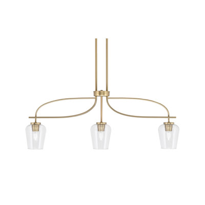 Luminaire pour îlot 3 lumières avec verre à bulles transparent 5 po Cavella