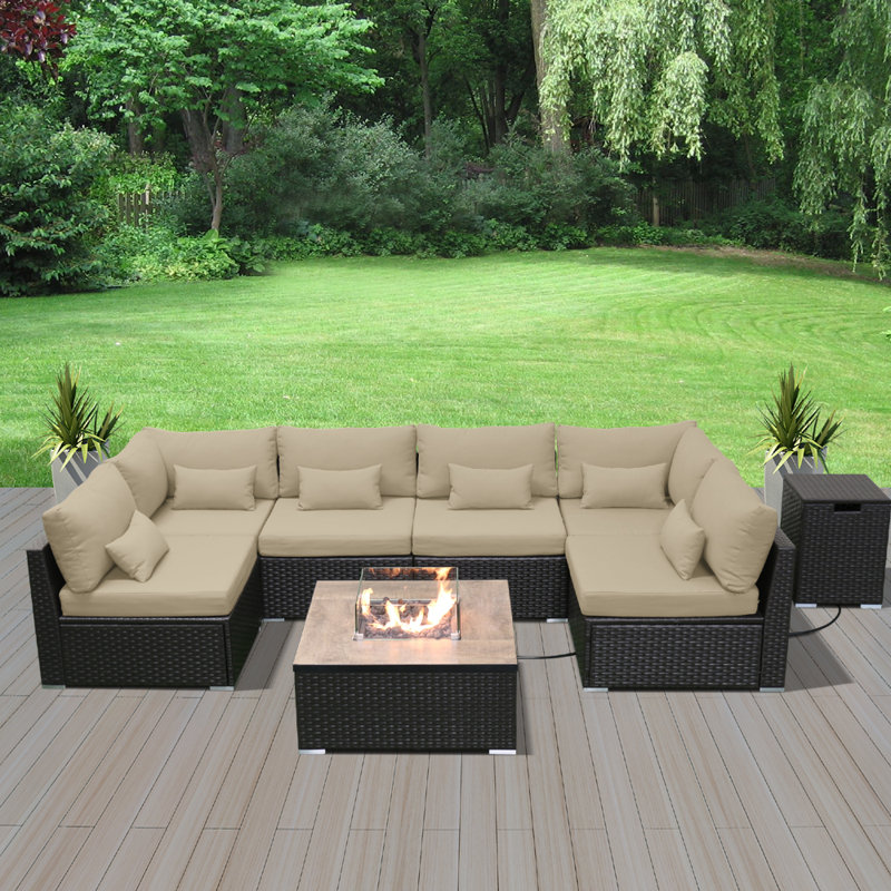Ensemble de conversation avec coussins pour 6 personnes, Beige