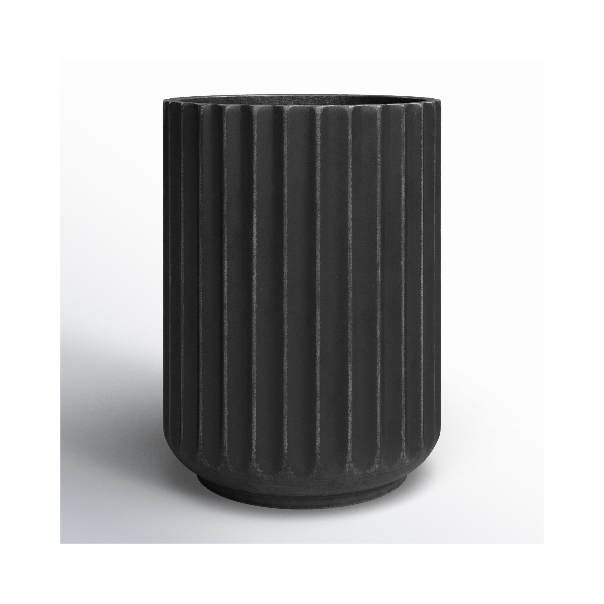 Allenville Fiberstone Planter, Black, 16" H x 12" W x 12" D