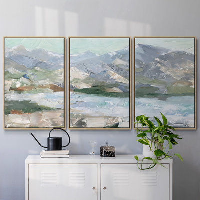 Pastel Mountain View I Framed On Canvas 3 Pieces Print