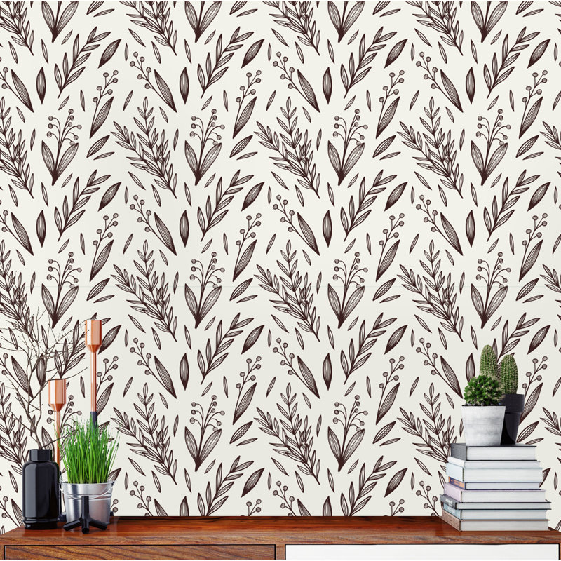 Hand Drawn Branches Peel And Stick Wallpaper, 16.67" L x 25" W